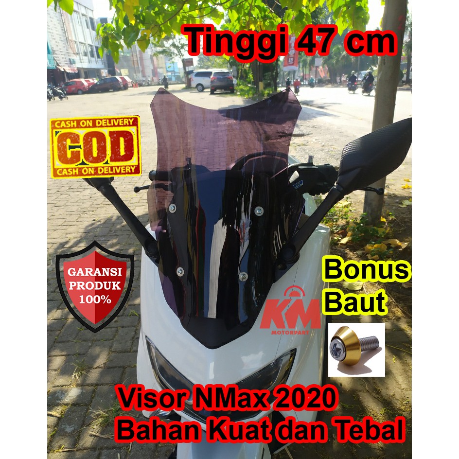 Visor Windshield Motor Yamaha All New NMAX N Max 2020 &amp; 2021 Tinggi 47cm Bonus 4 Baut