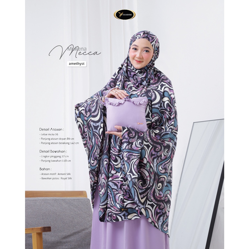 Mukena MECCA Bahan Armani Royal Silk Silky motif polos Yessana