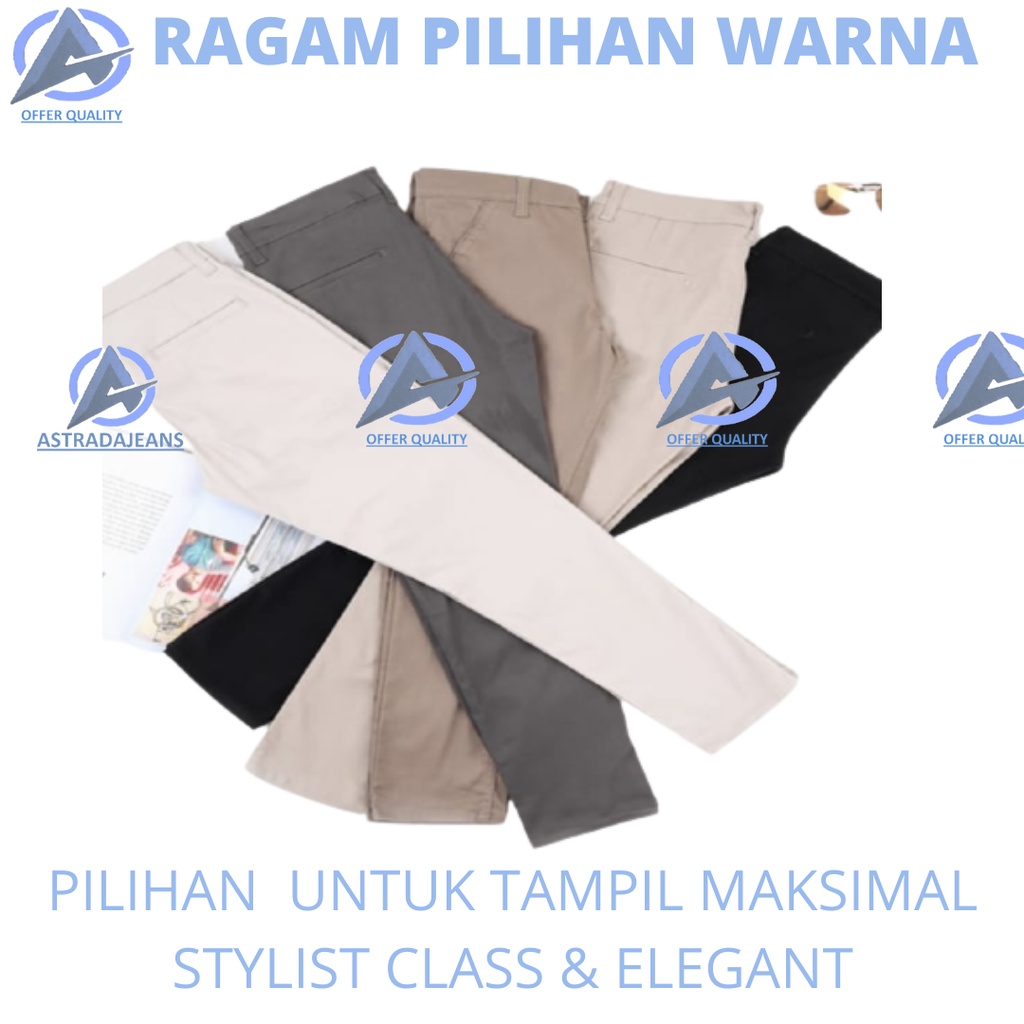 Celana Chino Original PREMIUM Khaki / Abu Muda / Cream / Hitam / Abu Tua