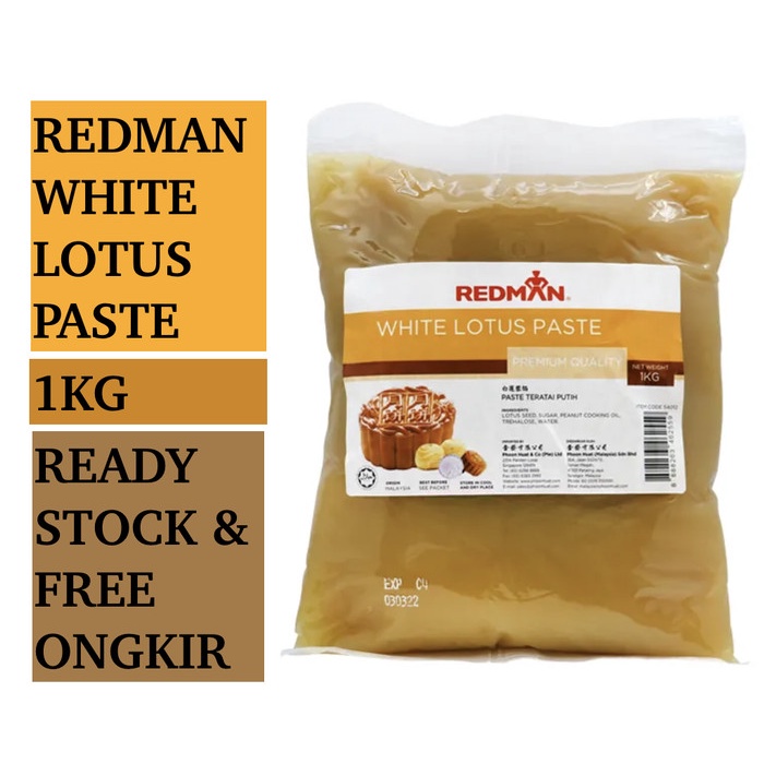

Ready stok REDMAN PREMIUM MOONCAKE FILLING PASTE WHITE LOTUS 1KG / READY STOCK
