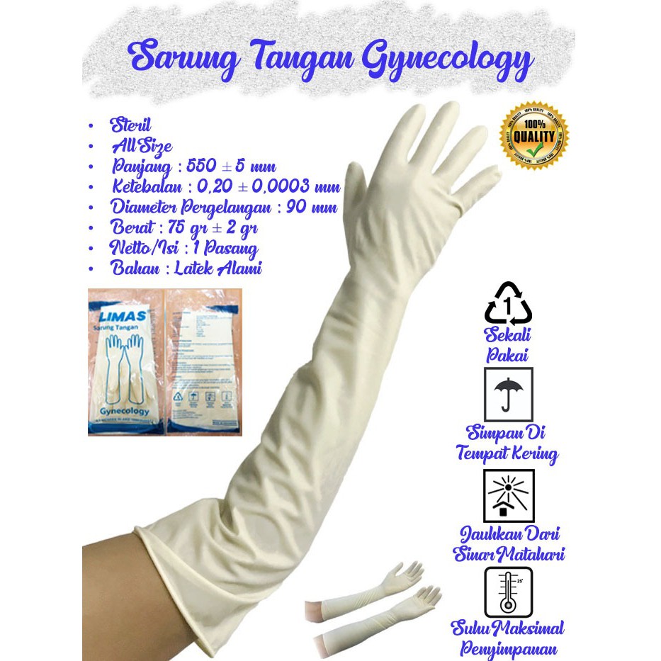 Sarung Tangan Obgyn / Gynecology Limas Latex Panjang 55 cm