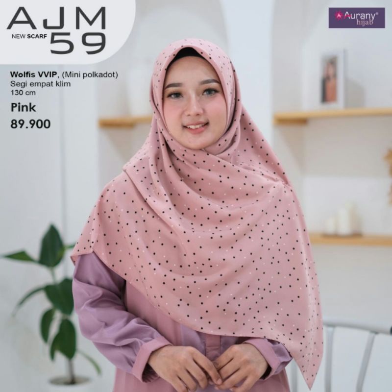 HIJAB SEGIEMPAT SYARI MOTIF AJM  || 130 X 130 || AURANY