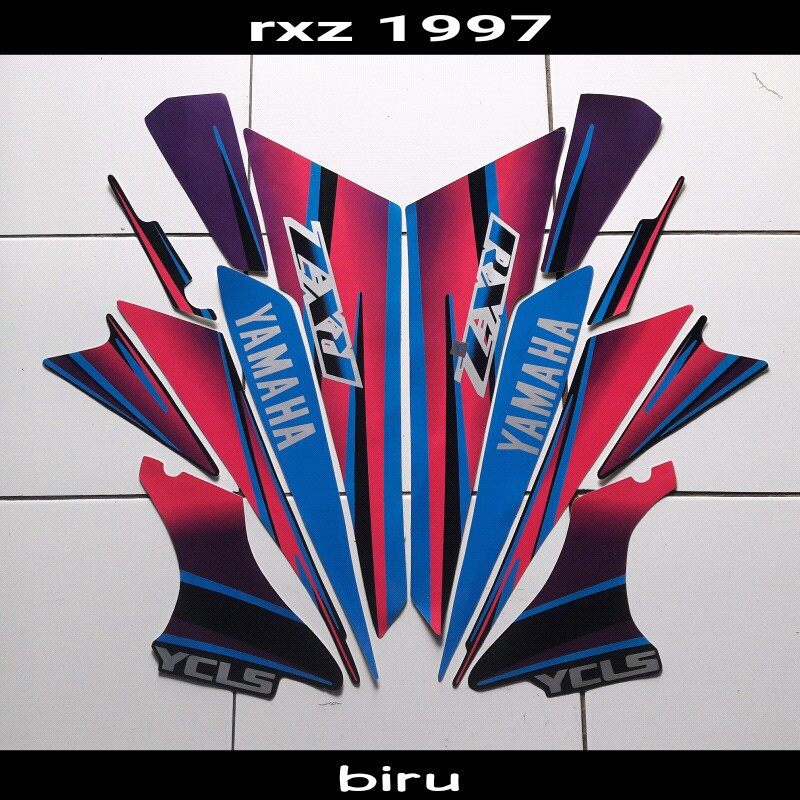 stiker motor Rxz 1997 biru