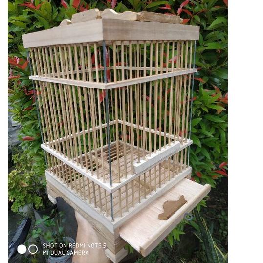 Harga TERMURAAH.. Sangkar Burung Pleci Kayu Jati Kotak Mentahan Kecil Mini