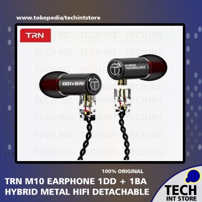 TRN M10 Earphone IEM 1DD+1BA Hybrid Metal HiFi Detachable with Mic