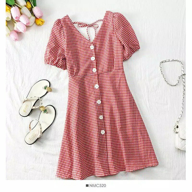 *[RXFK] Dress Summer Square / Dress Motif Kotak / Dress Wanita Terbaru / Dress Korea / Dress