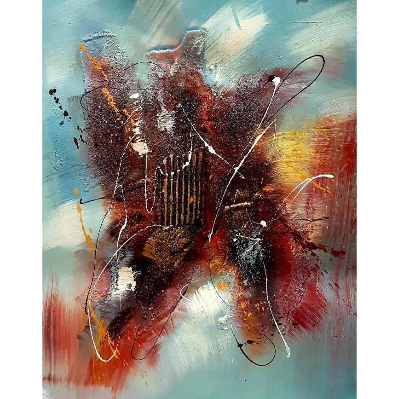 Lukisan Kanvas Asli Abstrak TIMBUL Khas Bali 38x48