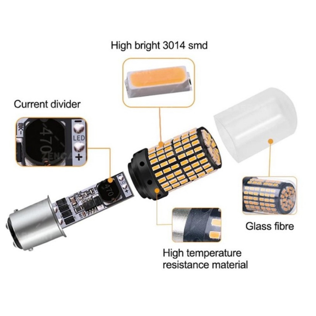 Lampu LED Rem Kaki 2 144 SMD Mata Mobil Motor Stop 1157 Canbus Bayonet BAY15D P21-5W Brake DC 12V