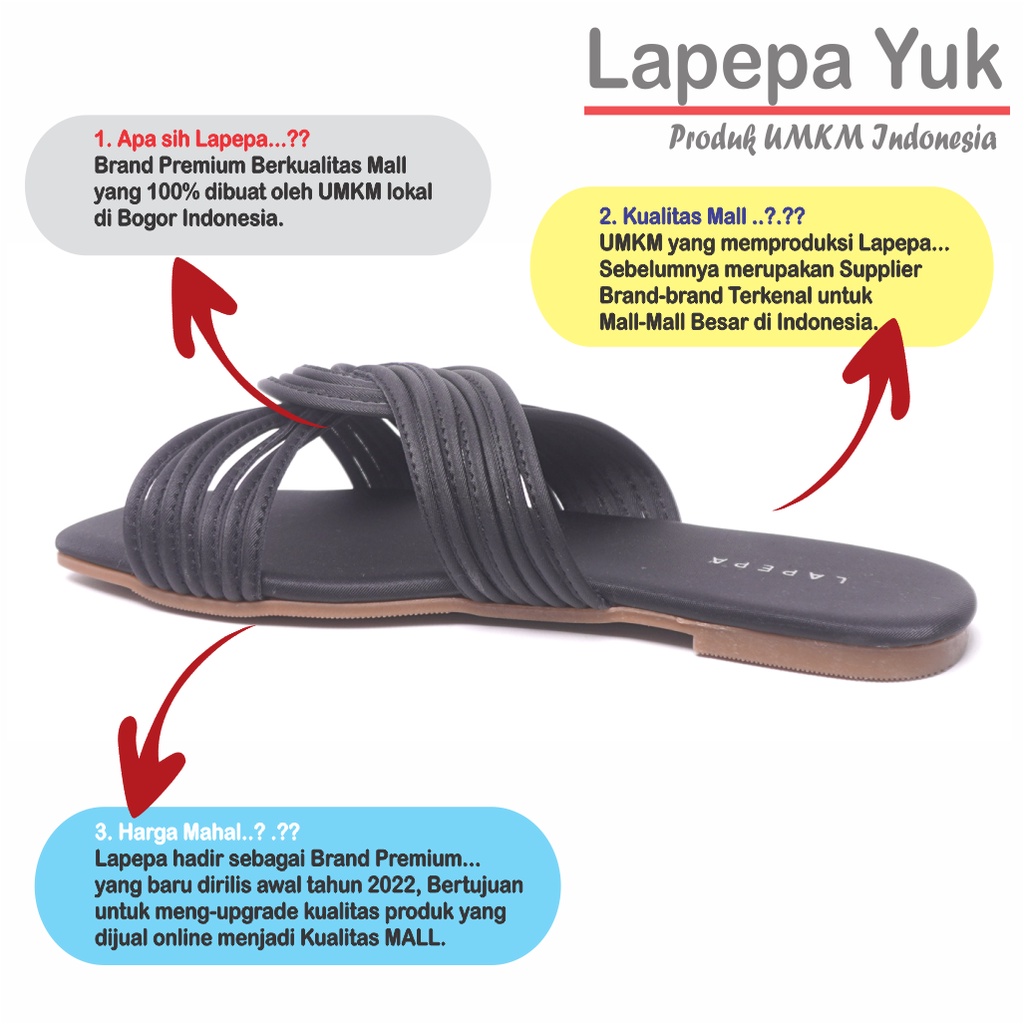 LAPEPA YUK - Sandal Wanita Teplek KAILA ALL COLOR Sendal Cewek Flat Kasual Model Silang 2 Unik Size 36 37 38 39 40 Lucu Jalan Casual Santai Rumah Slop Warna Hitam Putih Sandals Pergi Selop Premium Original Kekinian Terbaru Shoes Mall Official Store