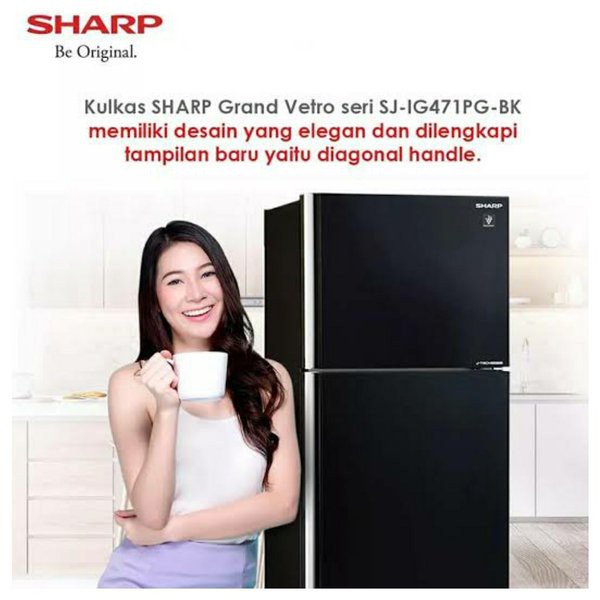 Kulkas 2 pintu Sharp SJ-IG 471 PG BK Kapasitas besar 364 liter