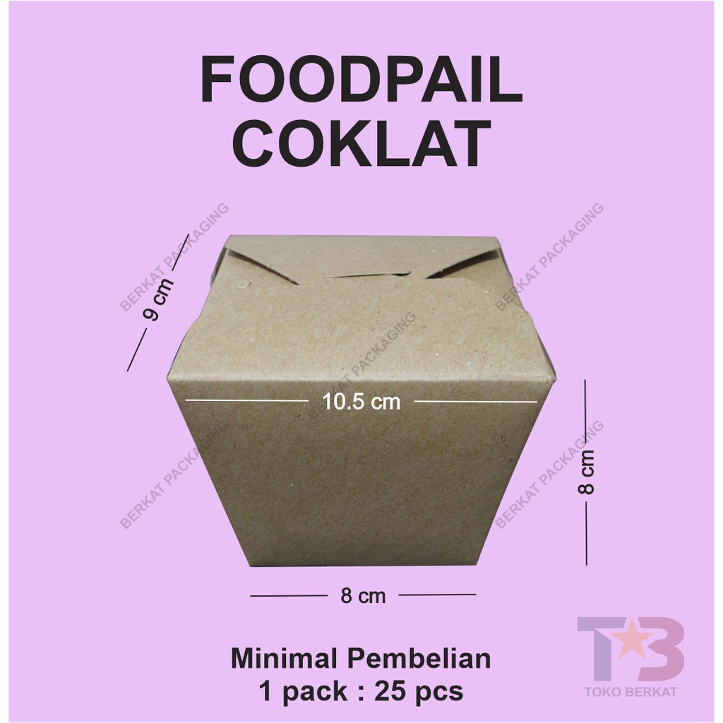 FOODPAIL COKLAT Medium / Rice Box Kraft / Food pail Craft / Box Nasi Coklat / Tempat Nasi /Lunch Box