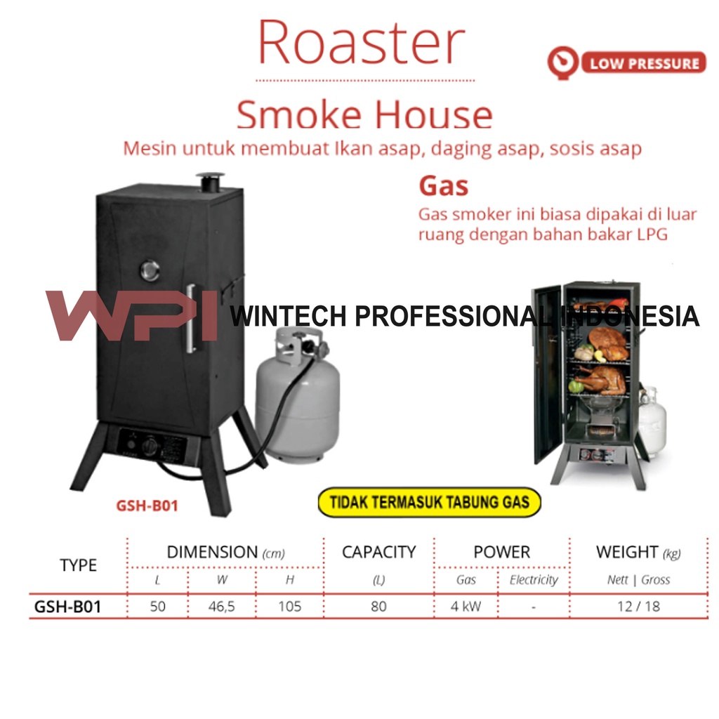 Getra GSH-B01 Gas Smoke House - Mesin Daging Sosis Ikan Asap Gas - Mesin Pembuat Daging Asap - Biasa