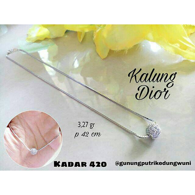 Kalung Emas Putih Dior Permata kadar 420