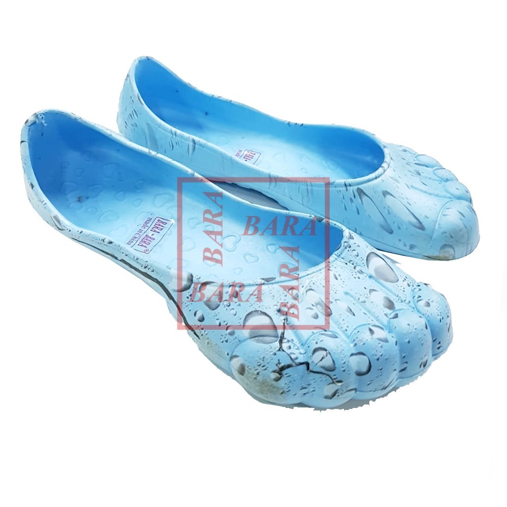 Bara~Bara Flashsale Sandal Karet Jelly Kaki Wanita Motif Percikan Air E005-3 (AG3)-BIRU MUDA