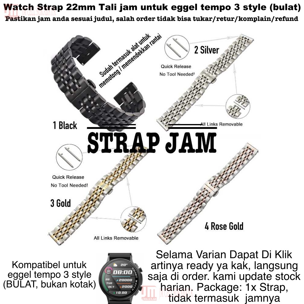 Dual Color Watch Strap Eggel Tempo 3 Style (Bulat) - Tali Jam Tangan 22mm Stainless Steel