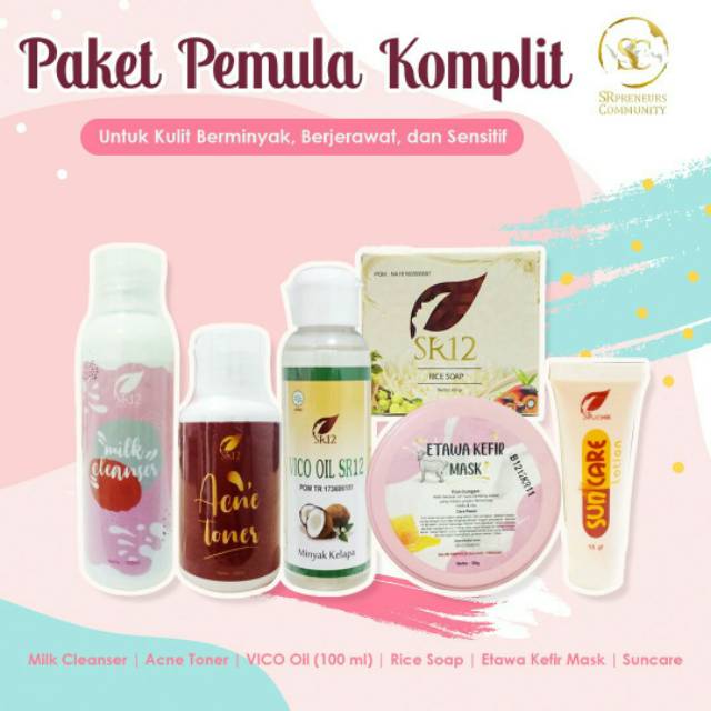 Paket Pemula Komplit KULIT BERMINYAK BERJERAWAT SR12 - Paket Pemula Lengkap  - paket pemula  SR12