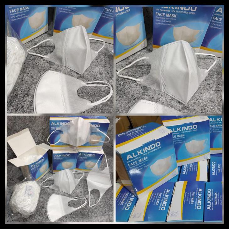 Masker Duckbill Alkindo 3Ply Medis Kemenkes Kn95 Protectiv 1Box 50Pcs - Putih