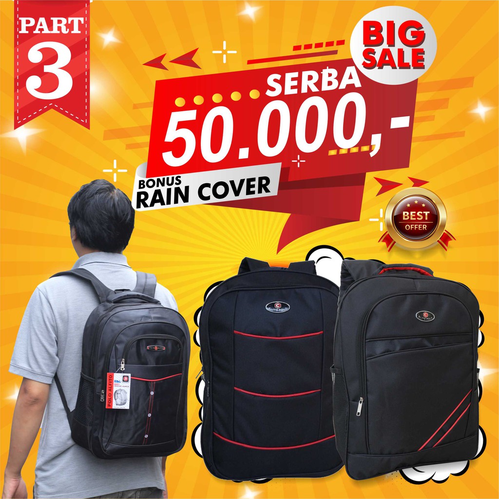 SERBA 50 RIBU Polo Tas Gendong Sekolah SMP SMA Cewek Cowok Ransel Laptop Kuat Murah Backpack Simpel