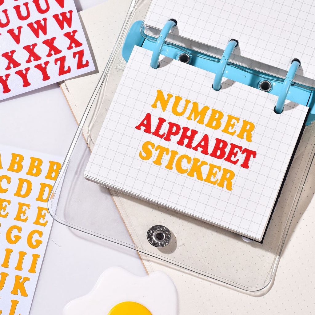 

1 LEMBAR STIKER ALFABET NUMBER HURUF ANGKA KAPITAL BULLET JURNAL DIARY DIY POLAROID DECO POCA