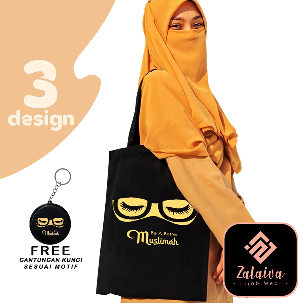 ZALAIVA TOTEBAG - Tas Muslimah Tas tote bag Wanita Motif Niqab Bercadar Resleting