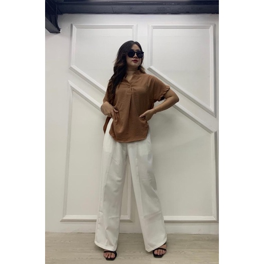 Viola crinkle shirt - atasan kemeja blouse wanita krinkle - Loose shirt