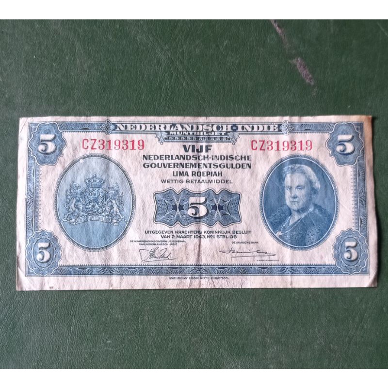 uang kuno 10 seri nika nederlandsch indie 1943