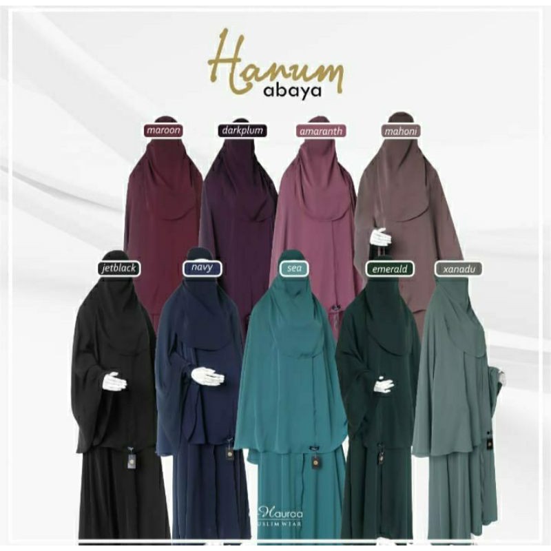 Bergo Hanum Abaya Fursan AlHauraa Jetblack Amaranth Navy Maroon Mahoni Xanadu Sea DarkPlum Emerald