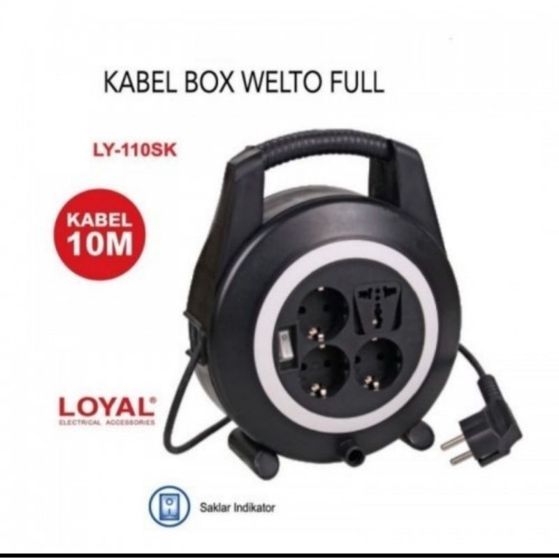 Loyal Yunior kabel roll 10M saklar on-off lampu. Kabel box 10 meter FULL switch. kabel olor SN LY 110 SK