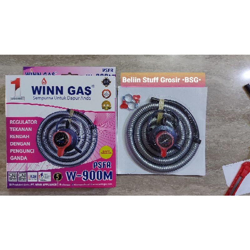 Selang Gas + Regulator + Klem WINN GAS PSFR W-900 M/ Regulator Pengunci Ganda + Selang 1.8 Meter