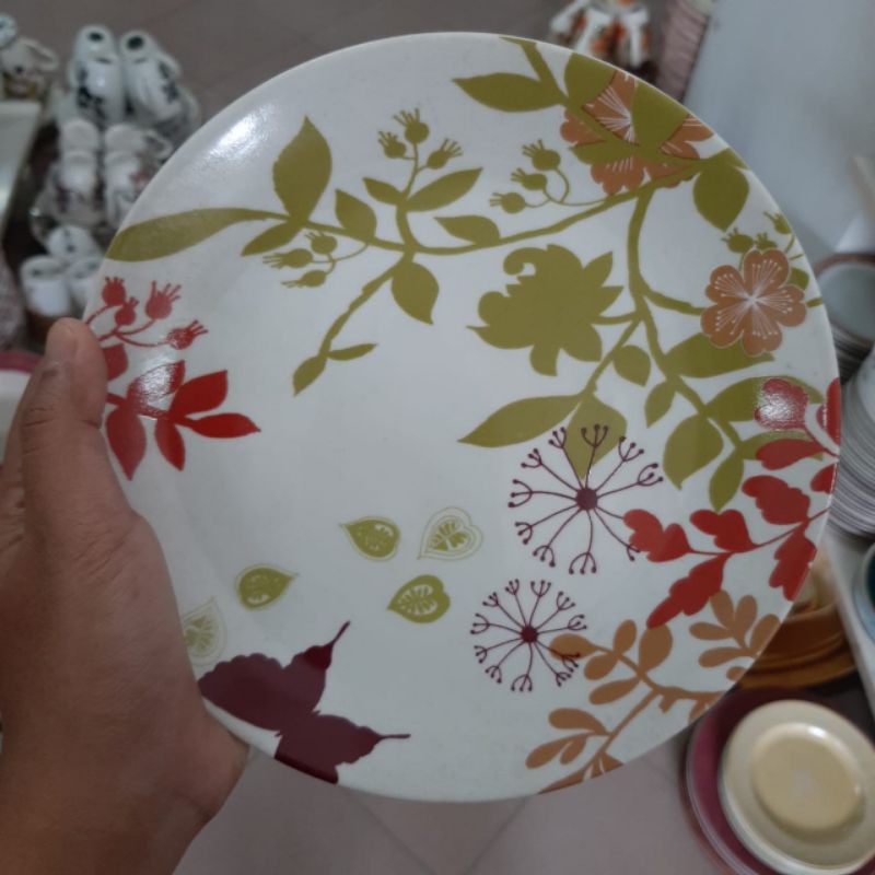 SALAD PLATE PIRING KERAMIK HIAS SANGO MOTIF BUNGA JADUL HIASAN PAJANGAN DEKOR