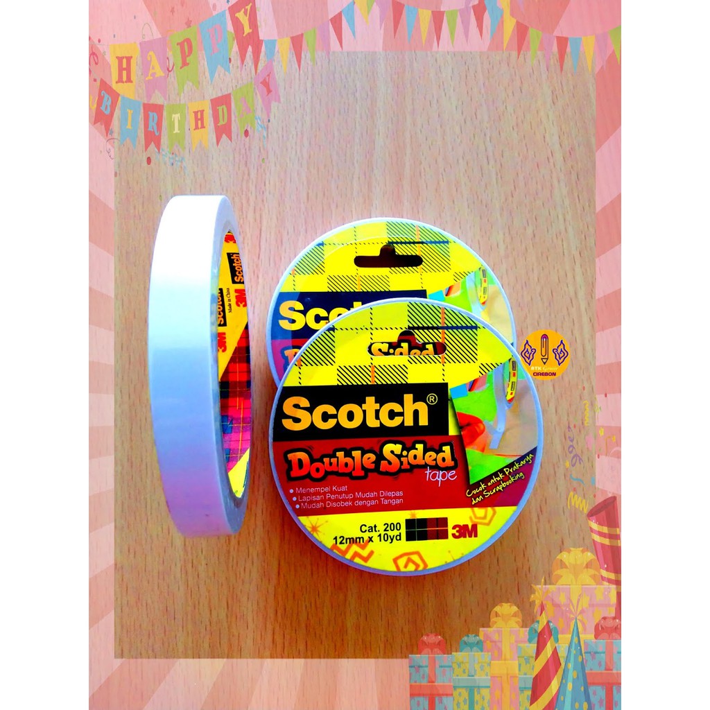 

Solasi Dua Sisi 3M 200 Scotch Double Tape Cat 12 mm x 10 Yard