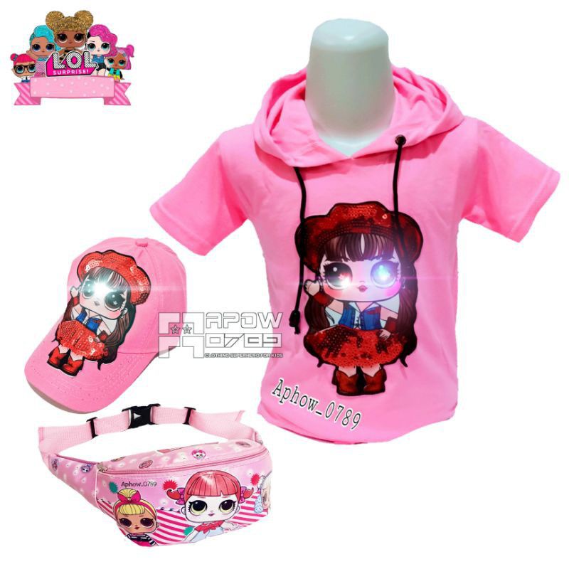 Baju Anak LED Hoodie LOL gratis tas selempang topi led - baju anak