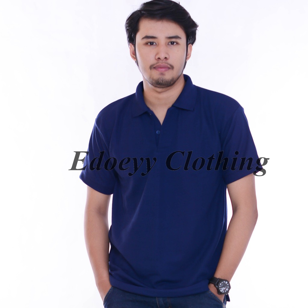 Kaos Polo Shirt Pria Biru Dongker / Navy