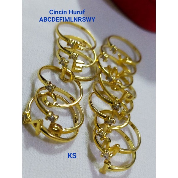 Cincin huruf perak 925 Berlapis Emas 24 K