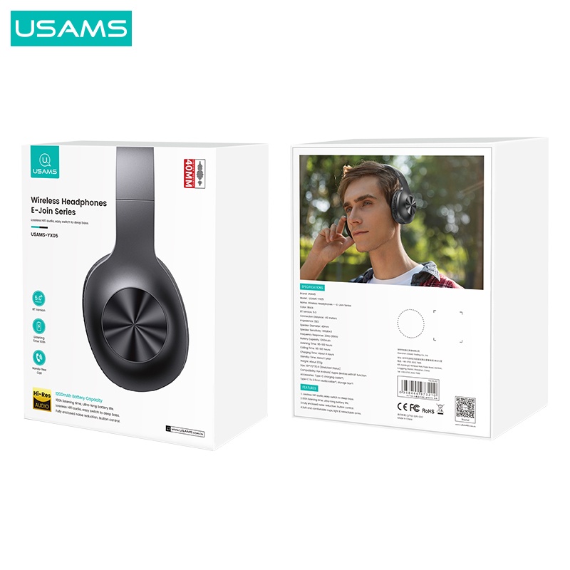 USAMS E-Join Headphone Bluetooth With Mic BT5.0