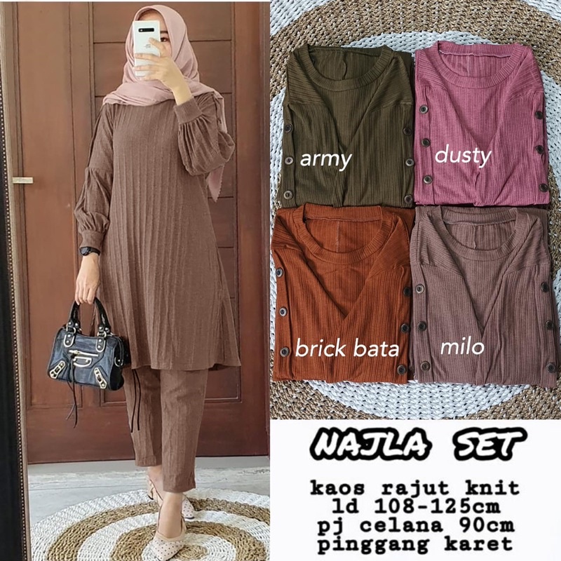 Najla Set - SetCel Knit Rajut LD102+ Setelan Wanita kaos Rajut / 357-6879