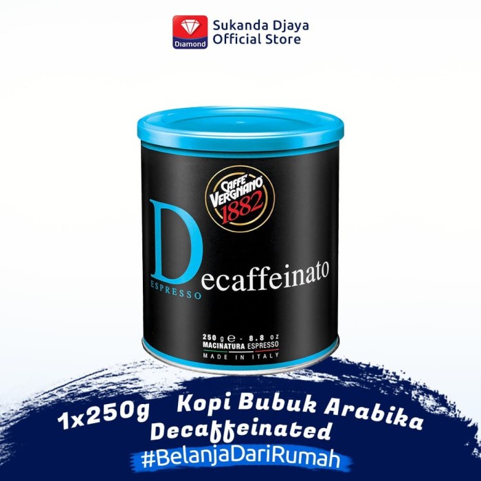 

Caffe Vergnano Kopi Bubuk Arabika Tanpa Kafein Deccafeinated Ground Co