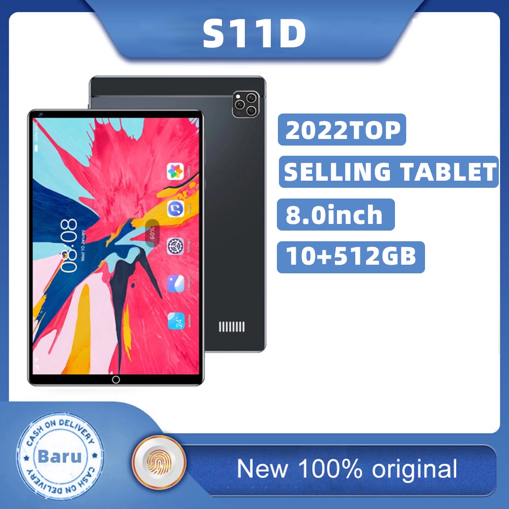 Baru Tablet PC S11D Memori 12GB+512GB Dual SIM Dual Standby Koneksi 5G WIFI Panggilan Suara 8 Inch Android Tablet PC Murah