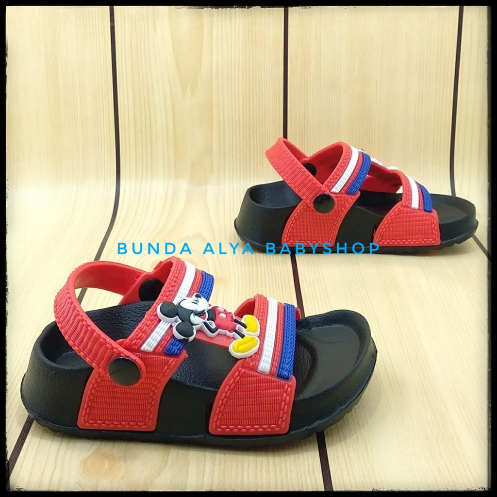 Sendal Anak Laki Laki Mickey 6 Bulan 1 2 Tahun Alas Karet MERAH Anti Licin - Sepatu Sandal Anak Cowok Karet Anti Slip Size 20 - 25