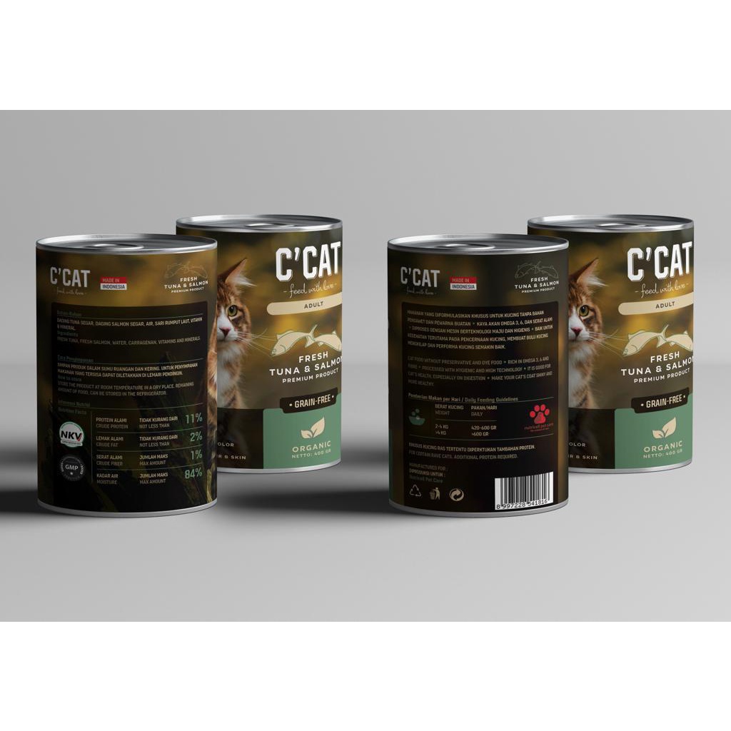 c cat grain free ADULT makanan kucing kaleng ccat dewasa 400gr