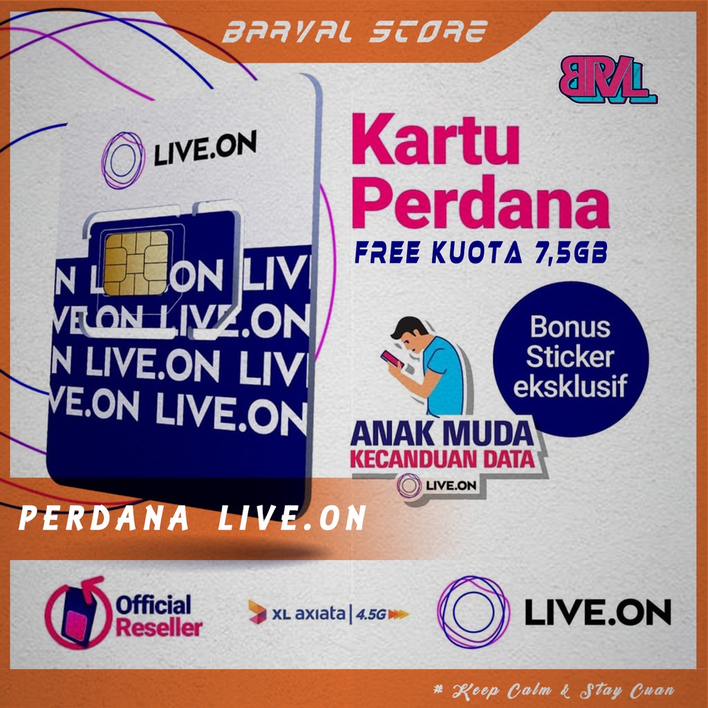 PROMO KARTU PERDANA LIVE.ON by XL FREE 7,5GB KUOTA + STICKER SPECIAL EDITION | PROVIDER DIGITAL MURA