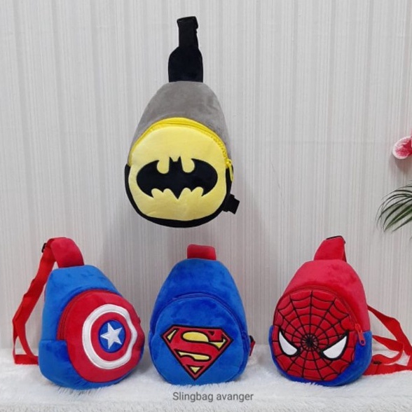 Tas  Selempang Batman Kapten Superman Spiderman/tas slempang anak/sling bag lucu