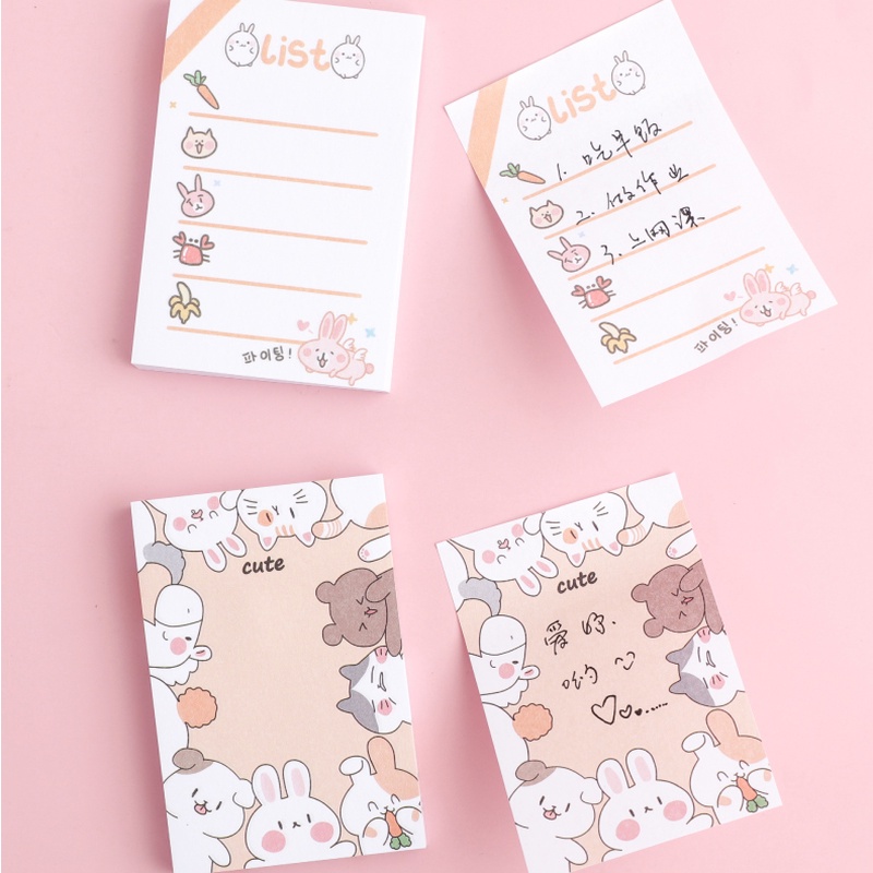 Magic789 Cute Cartoon Rabbit Short Sticky Note Message Paper Self-Stick Memo Pads for School Office