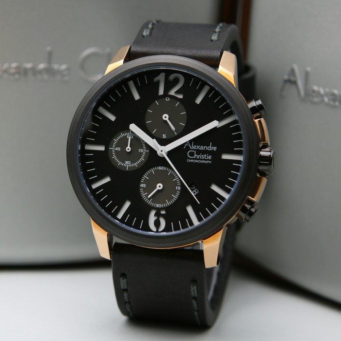 JAM ALEXANDRE CHRISTIE AC 6267 ROSEGOLD BLACK PRIA ORIGINAL JAM TANGAN ALEXANDER CRISTI