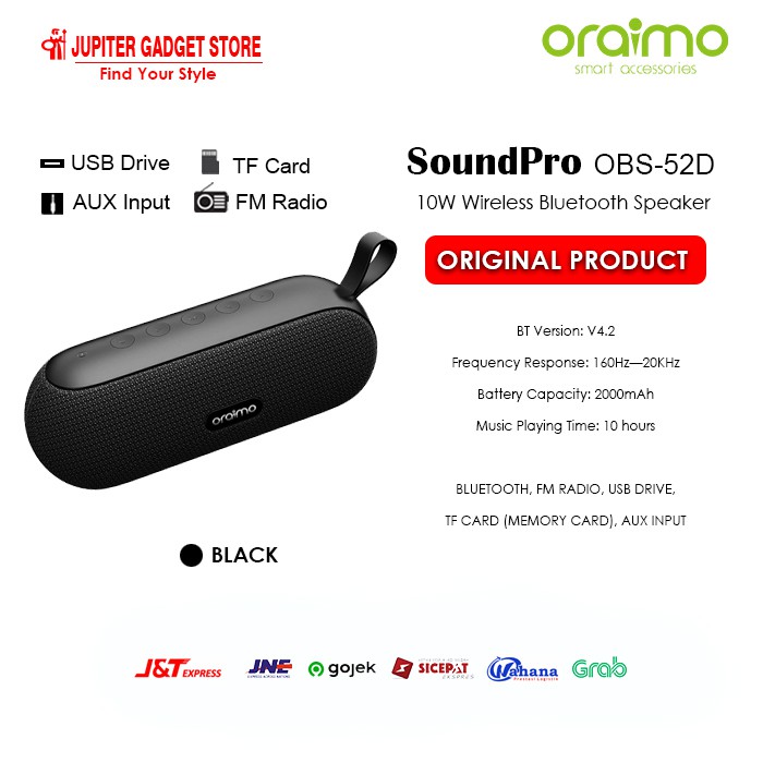 VROFFSTORE Oraimo OBS-52D SoundPro Portable Wireless Bluetooth Speaker FM Radio