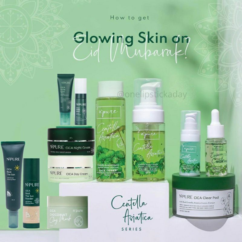 NPURE n’pure cica centella asiatica face wash brush | toner | essence | day night cream | clear pad 