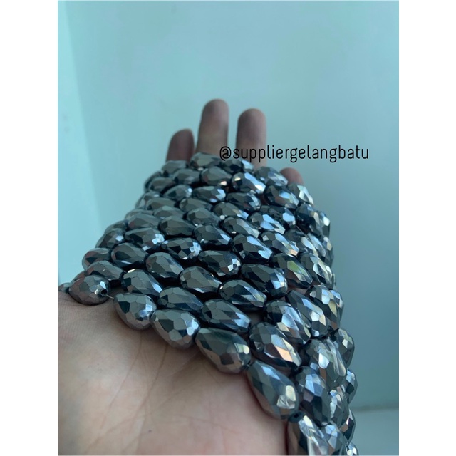 kristal Tetes ceko 15mm x 10mm SILVER PERAK spacer pembatas bahan