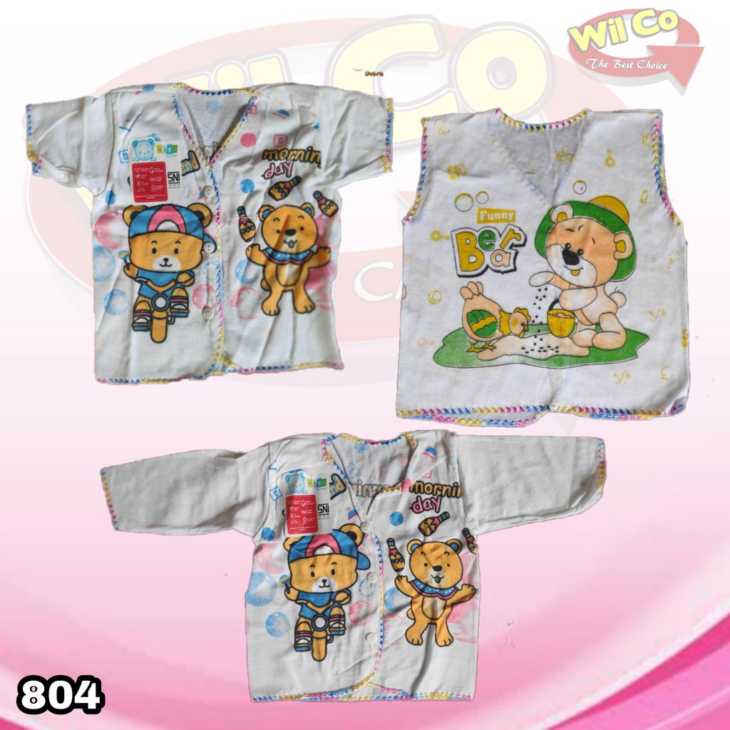 K804 - BAJU ATASAN BAYI PAKAIAN BAYI TIGA MODEL LENGAN PANJANG LENGAN PENDEK DAN TANPA LENGAN