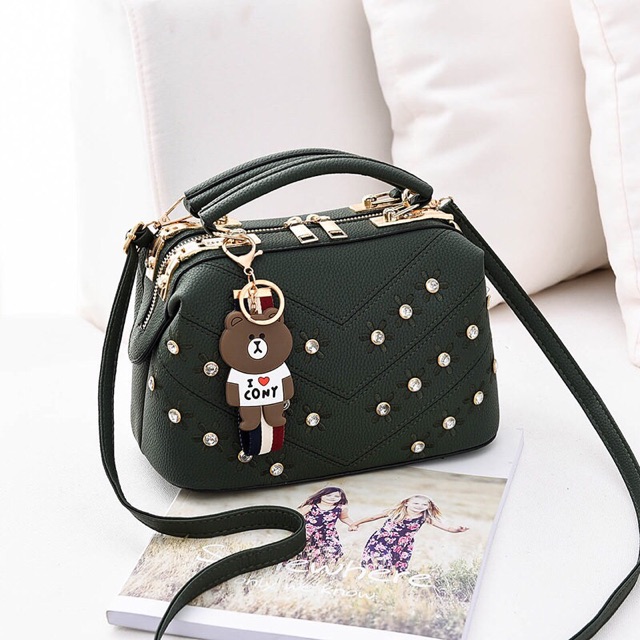 SG88728 998726 SYANIEGALERY DOCTOR BAG LOVE CONNY WITH MUTIARA TASBATAM TASIMPOR SELEMPANG TAS KULIT