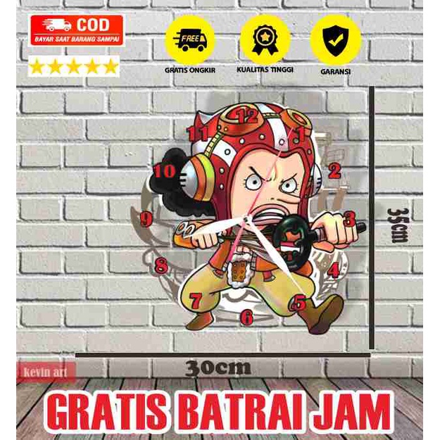 JAM DINDING ONE PIECE LOGO ANIME KARTUN KAYU UNIK TERBARU KEREN KARAKTER SANJI UCOK MURAH BESAR UKURAN JUMBO